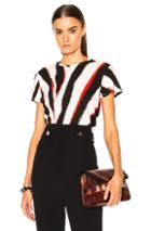 Proenza Schouler Printed Tissue Jersey Tee In Stripesd,black,red,abstract