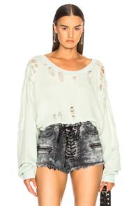 Unravel Distressed Oversized Sweater In Green