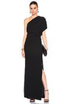 Sally Lapointe Crinkle Viscose One Shoulder Dress In Black