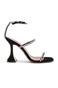 Amina Muaddi Suede Gilda Sandals In Black