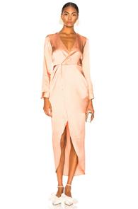 Fleur Du Mal Silk Wrap Dress In Pink