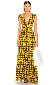 Proenza Schouler Tie Dye Maxi Dress In Ombre & Tie Dye,yellow