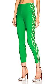 Area Bonded Crystal Legging In Green