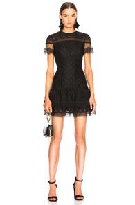 Jonathan Simkhai Threaded Mesh Mini Ruffle Dress In Black
