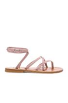K Jacques Suede Zenobie Sandals In Pink,metallics