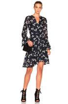 Derek Lam 10 Crosby Bell Sleeve Dress In Blue,floral