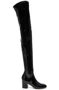Valentino Patent Leather Over The Knee Booties In Black