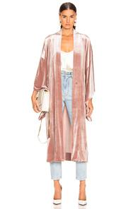 Norma Kamali Midcalf Velvet Robe In Pink