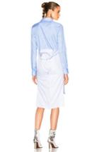 Maison Margiela Striped Cotton Poplin Shirt Dress In Blue,stripes