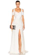 Prabal Gurung Embroidered Cold Shoulder Gown In Neutrals