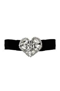 Alessandra Rich Heart Belt In Black