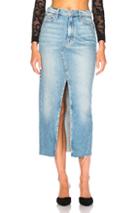 Mother Altered Sacred Maxi Fray Skirt In Denim Light