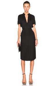 Victoria Beckham Compact Microtwill Ruched Dress In Black