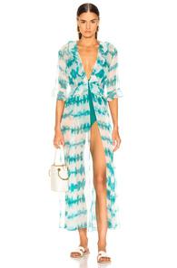 We Are Leone Ruby Ruffle Cardigan In Blue,tie Dye,white