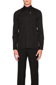 Givenchy Cross Embroidery Button Down Shirt In Black