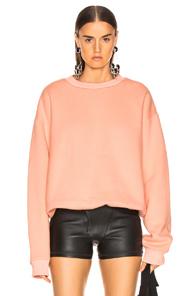 T By Alexander Wang Dense Fleece Crewneck Sweatshirt In Orange