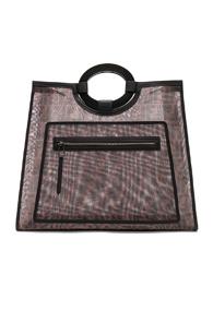 Fendi Logo Print Mesh Runaway Shopper In Brown