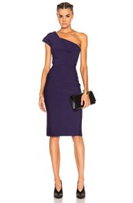 Roland Mouret Brattle Double Faced Viscose Knit Midi Dress In Purple