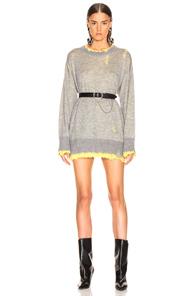 R13 Reversible Crewneck Sweater In Gray,yellow