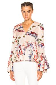 Msgm Printed Long Sleeve Top In Floral,white