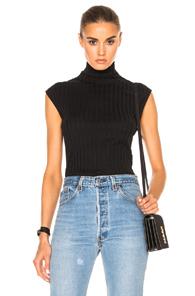 Enza Costa Cashmere Sleeveless Turtleneck Tee In Black