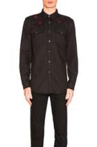 Givenchy Star Neck Button Down Shirt In Black
