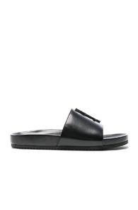 Saint Laurent Leather Joan Slides In Black