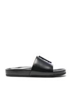 Saint Laurent Leather Joan Slides In Black
