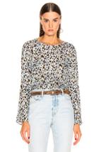 L'agence Dylan Wide Bell Sleeve Blouse In Animal Print,blue