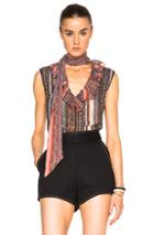 Rodarte Paisley Silk Chiffon Neck Tie Blouse In Abstract,orange