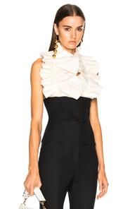Jacquemus Ruffled Sleeveless Blouse In Black,neutrals