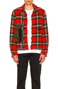 Kolor Zip Pocket Flannel Jacket In Red,checkered & Plaid