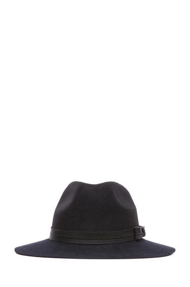 Lanvin Double Ribbon Felt Bicolor Hat In Blue