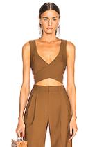 Area Wrap Crop Top In Brown,neutral
