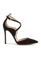 Gianvito Rossi Strappy Pointed Suede Heels In Black