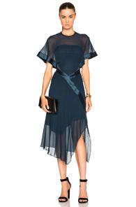 Bianca Spender Sheer Silk Dress In Blue