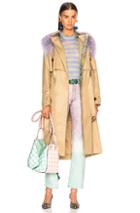 Sandy Liang Leesi Trench Coat With Lamb Shearling In Neutrals