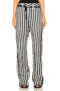 Ann Demeulemeester Striped Trousers In Black,stripes,white