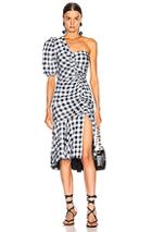 Jonathan Simkhai Lux Twill One Sleeve Dress In Blue,plaid