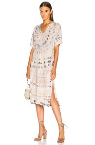 Raquel Allegra V Neck Boxy Dress In Gray,blue,ombre & Tie Dye