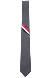 Thom Browne Classic Engineered Stripe Tie In Gray