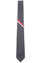 Thom Browne Classic Engineered Stripe Tie In Gray