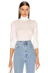 Helmut Lang Long Sleeve Twist Turtleneck Top In White