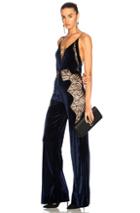 Jonathan Simkhai Stretch Lace Velvet Jumpsuit In Black In Blue