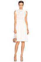 Valentino Sleeveless Dress With Macrame Top In Neutrals