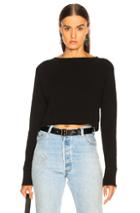 T By Alexander Wang Cropped Boatneck Sweater In Black