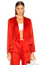 Raquel Allegra Satin Cargo Blazer In Red