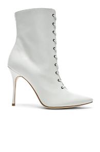 Manolo Blahnik Leather Bordin Booties In White