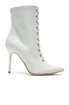 Manolo Blahnik Leather Bordin Booties In White