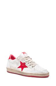Golden Goose Ball Star Leather Sneakers In Red,white